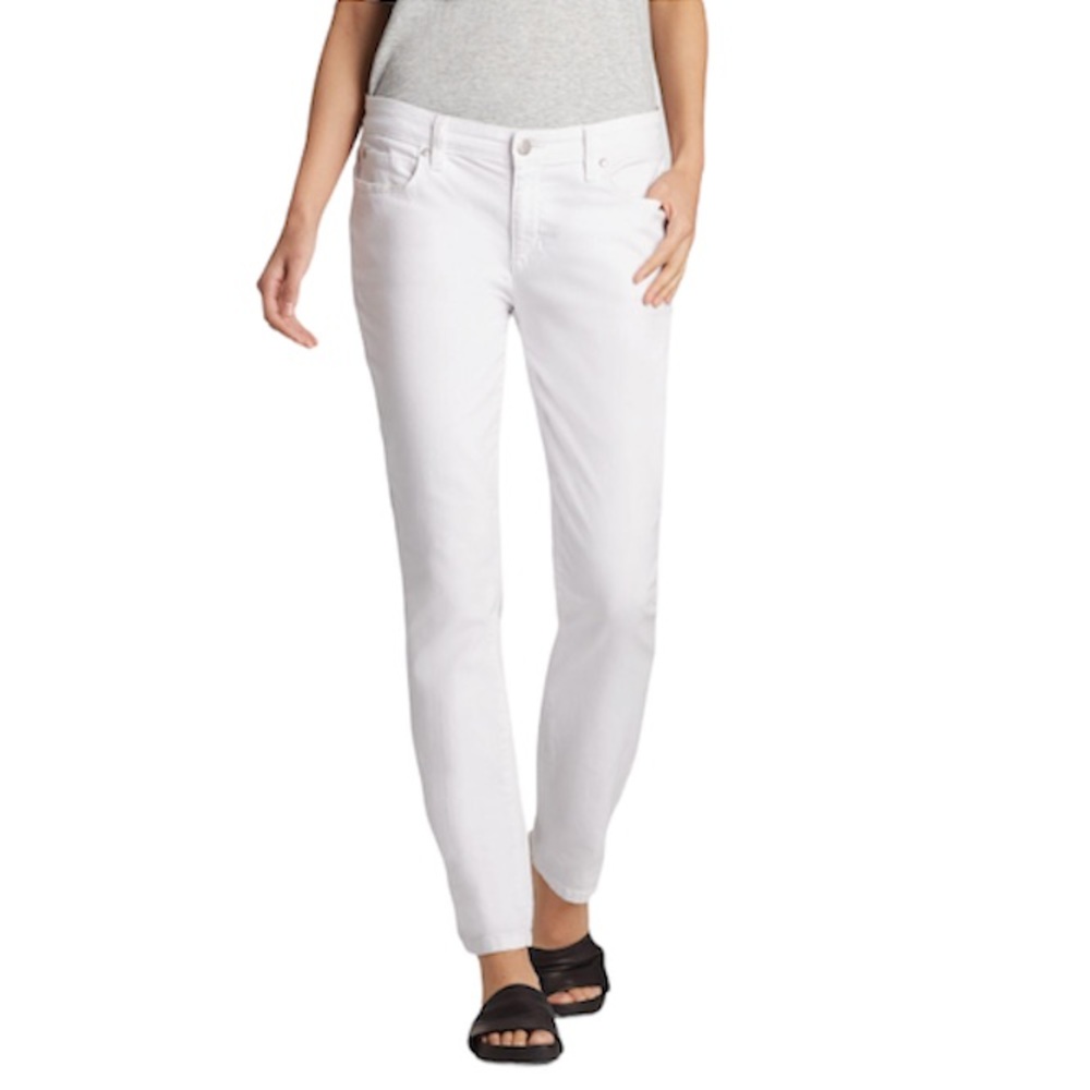 Eileen Fisher Garment Dyed Organic Cotton Stretch Twill White Jeans NWT